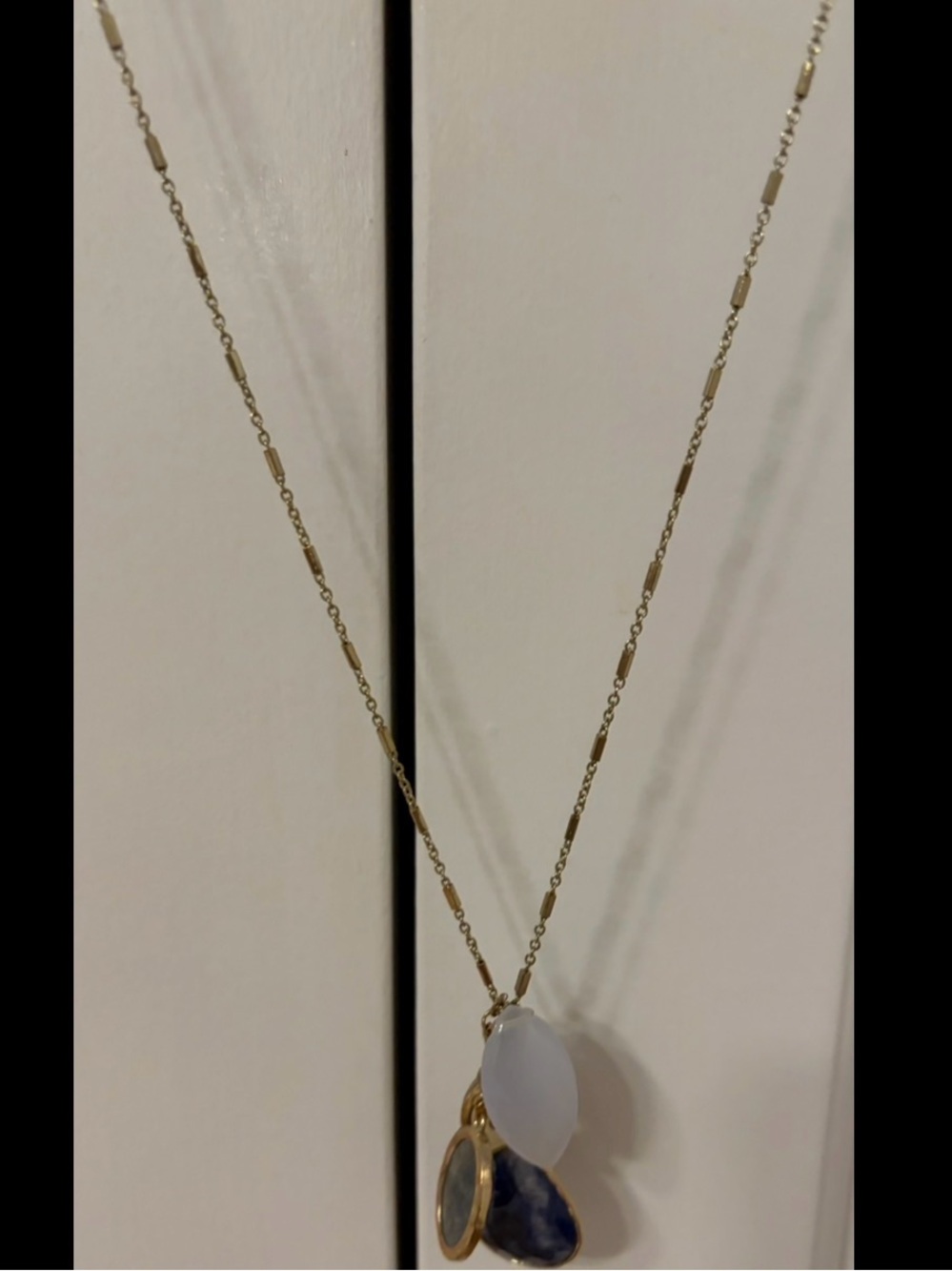 LOFT Gold-Tone Necklace with Blue Pendant Drops